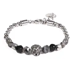 GINO RODINIS - BRAZALETE UNISEX B536 - NegroPlateado