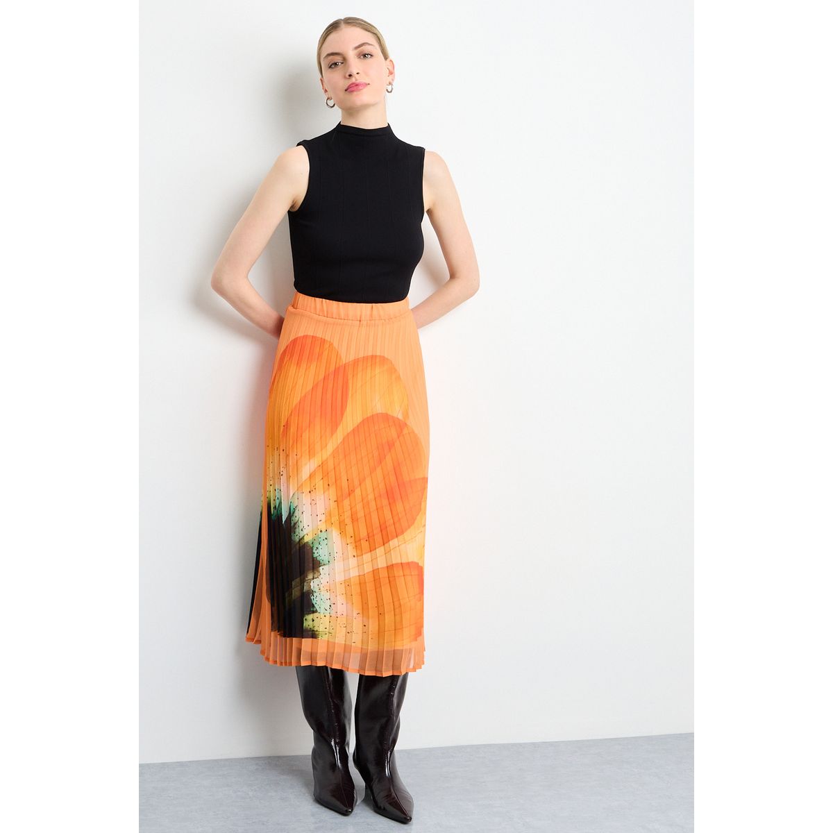 IO - Falda Larga Mujer Naranjo Io