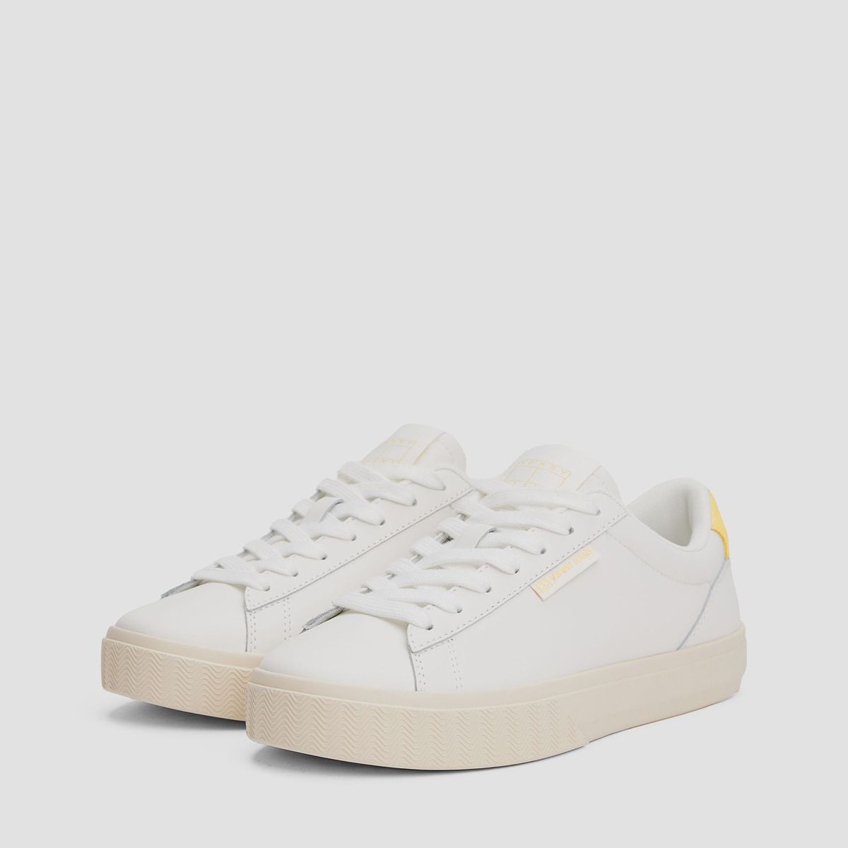 TOMMY HILFIGER - Zapatillas Essential De Cuero Con Logo Amarillo Tommy Jeans