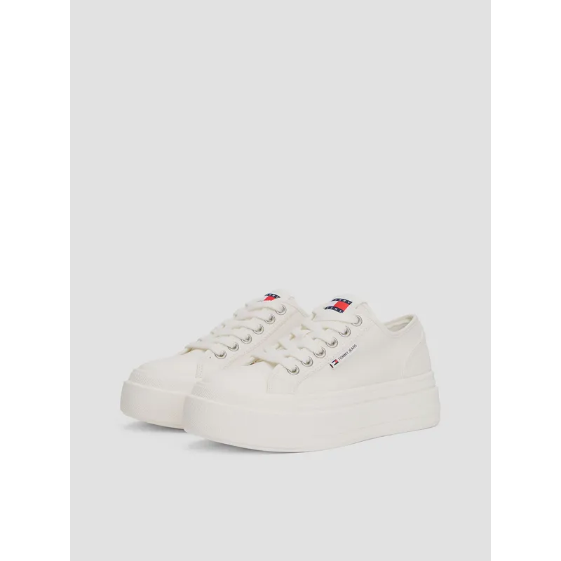 TOMMY HILFIGER - Zapatillas De Plataforma De Denim Blanco Tommy Jeans