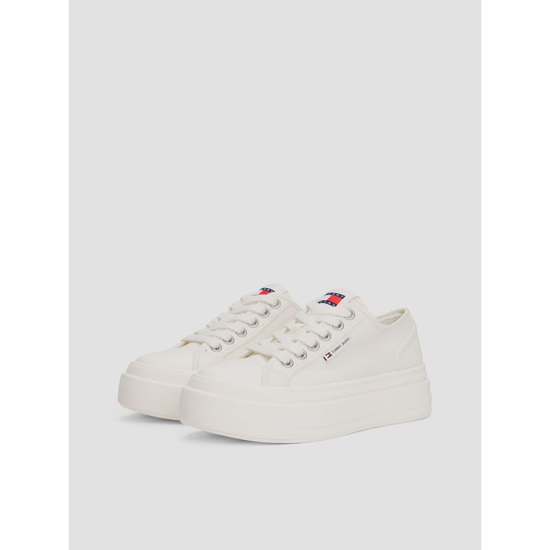 TOMMY HILFIGER - Zapatillas De Plataforma De Denim Blanco Tommy Jeans