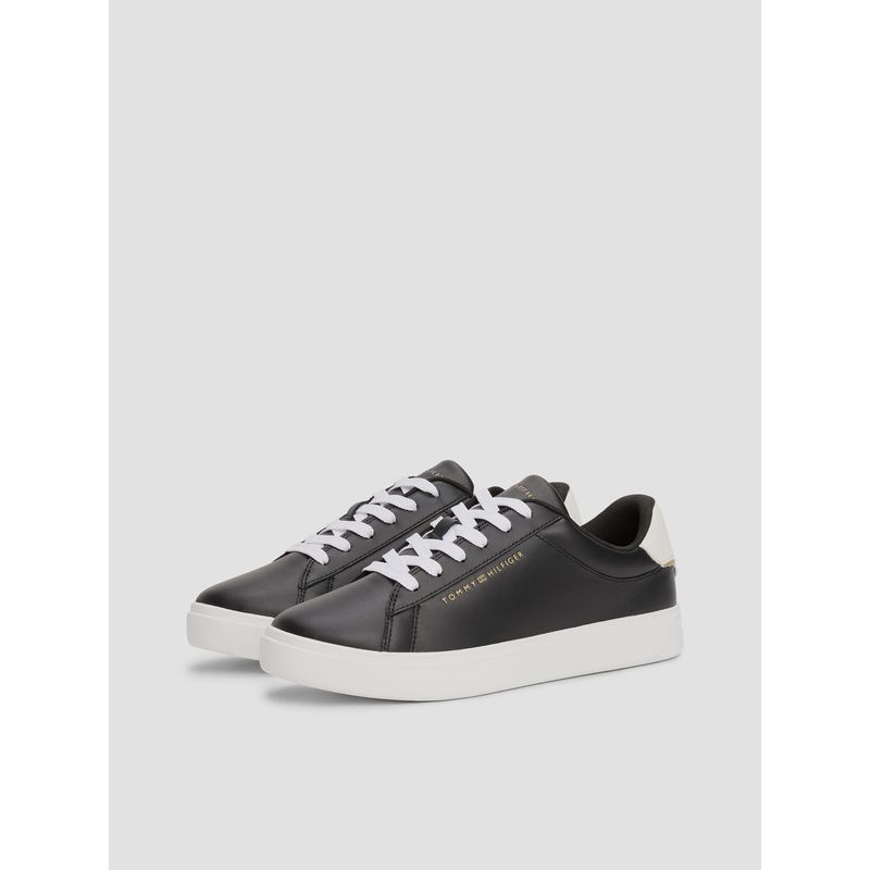 TOMMY HILFIGER - Zapatillas De Tenis Essential De Cuero Negro Tommy Hilfiger
