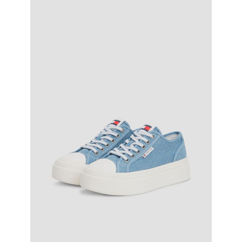 TOMMY HILFIGER - Zapatillas De Plataforma De Denim Celeste Tommy Jeans