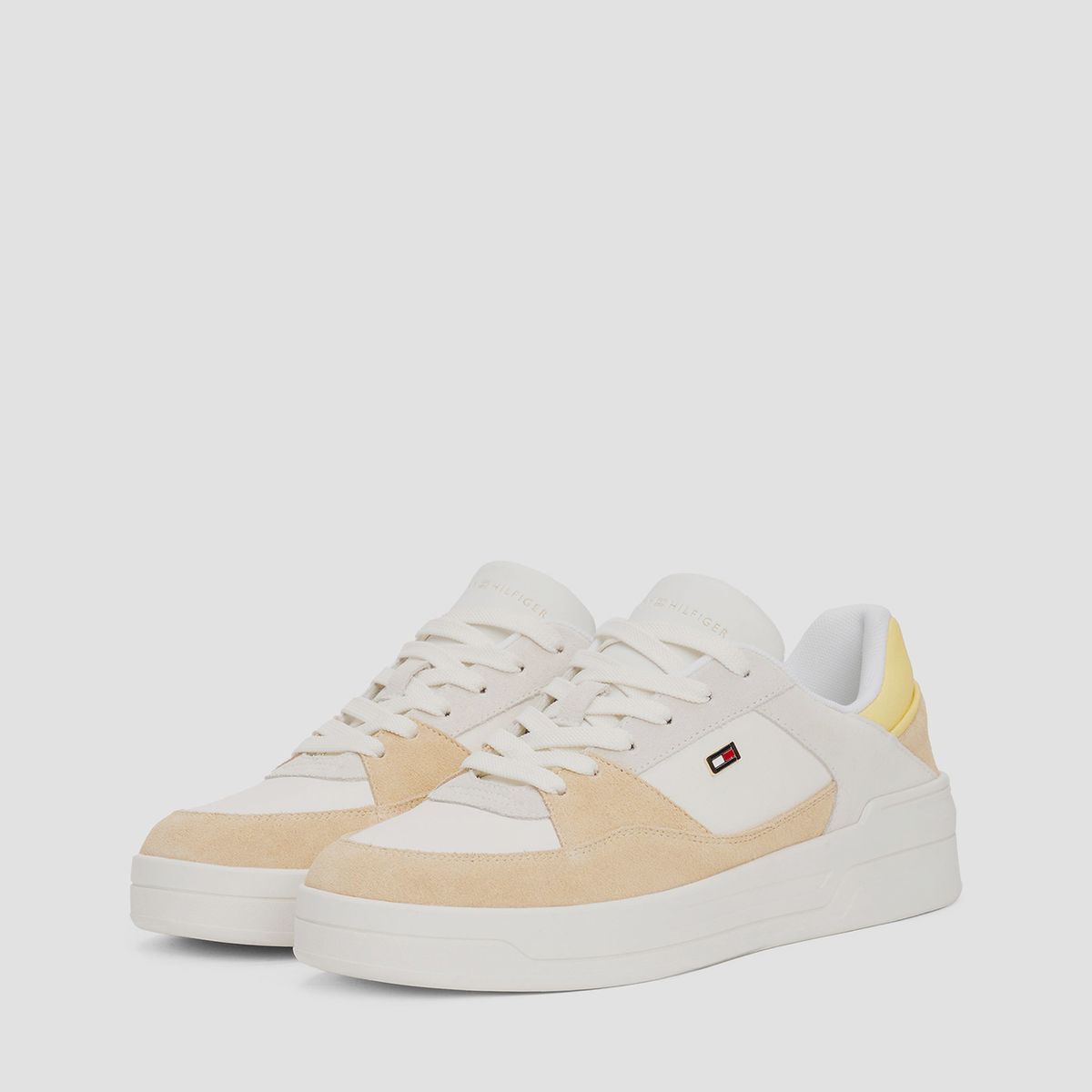 TOMMY HILFIGER - Zapatillas De Baloncesto Con Texturas Mixtas Blanco Tommy Hilfiger