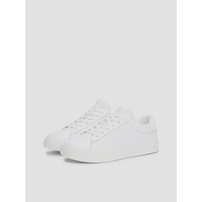 TOMMY HILFIGER - Zapatillas De Tenis Essential De Cuero Blanco Tommy Hilfiger