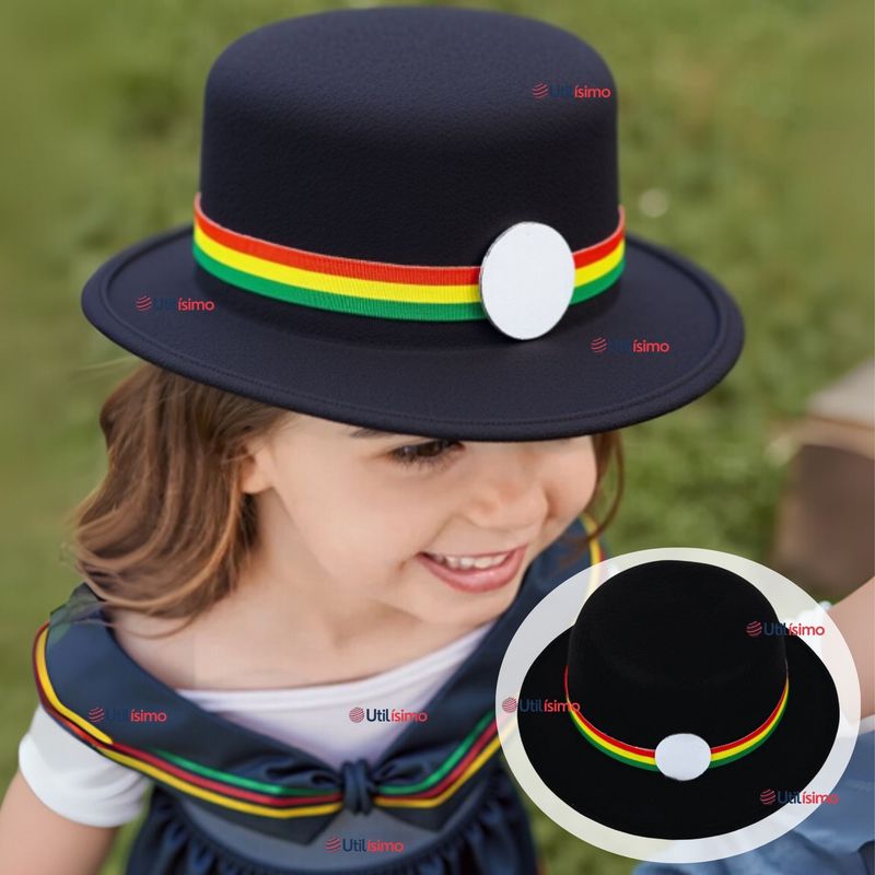UTILISIMO - Sombrero Nortino Niña Fiestas Patrias Negro Baile Danzas