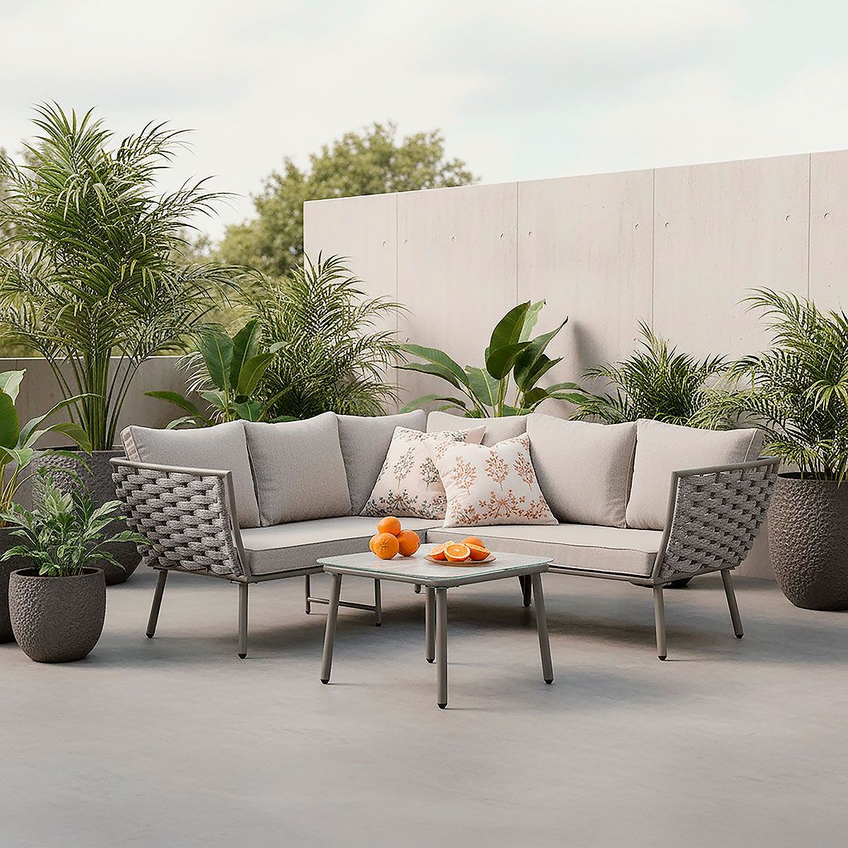ROSEN - Set Seccional de Terraza Fernetti 3 Piezas Izq. Gris