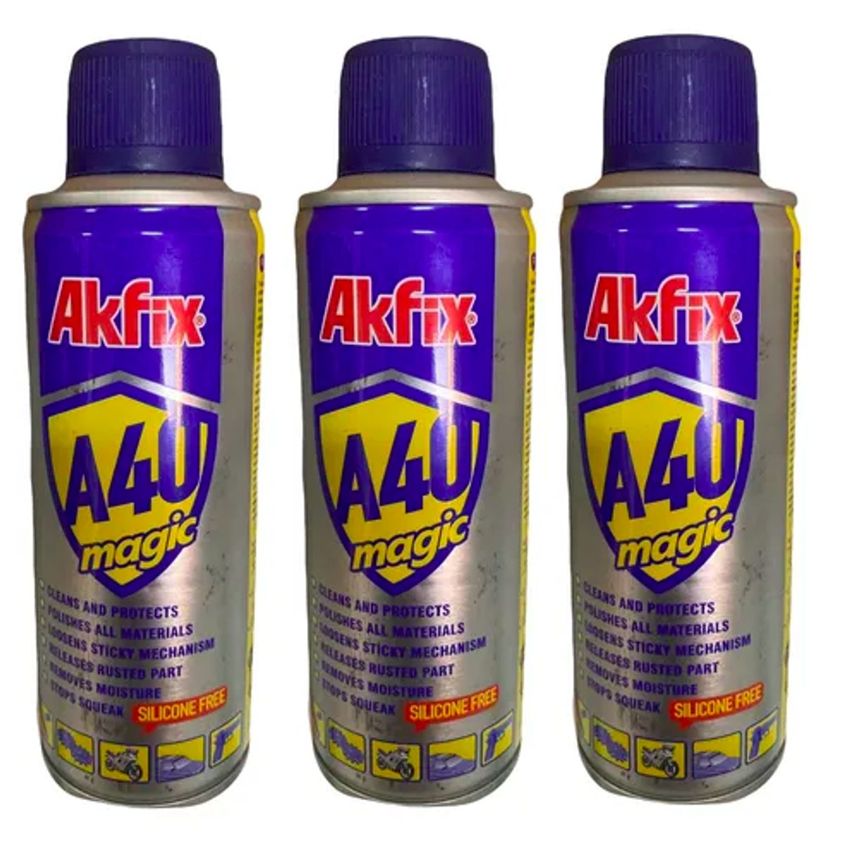 AKFIX - Pack x3 Spray 400ML Lubricante Afloja Todo Akfix A40 Amarillo