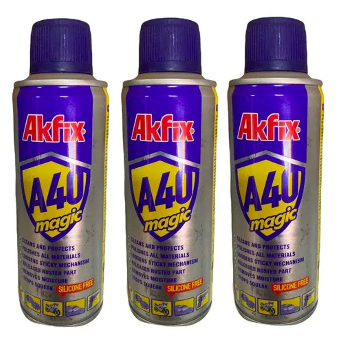 AKFIX - Pack x3 Spray 400ML Lubricante Afloja Todo Akfix A40 Amarillo