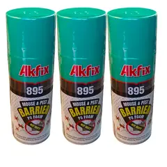 AKFIX - Pack x3 Espuma Poliuretano Barrera Contra Plagas Y Raton 400ml