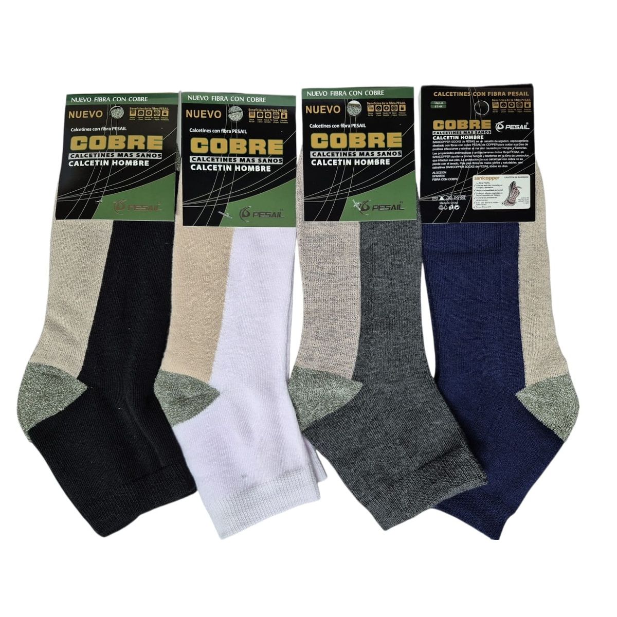 GARSIL - Calcetas Media Caña - Tobilleras De Algodon Con Cobre Para Hombre