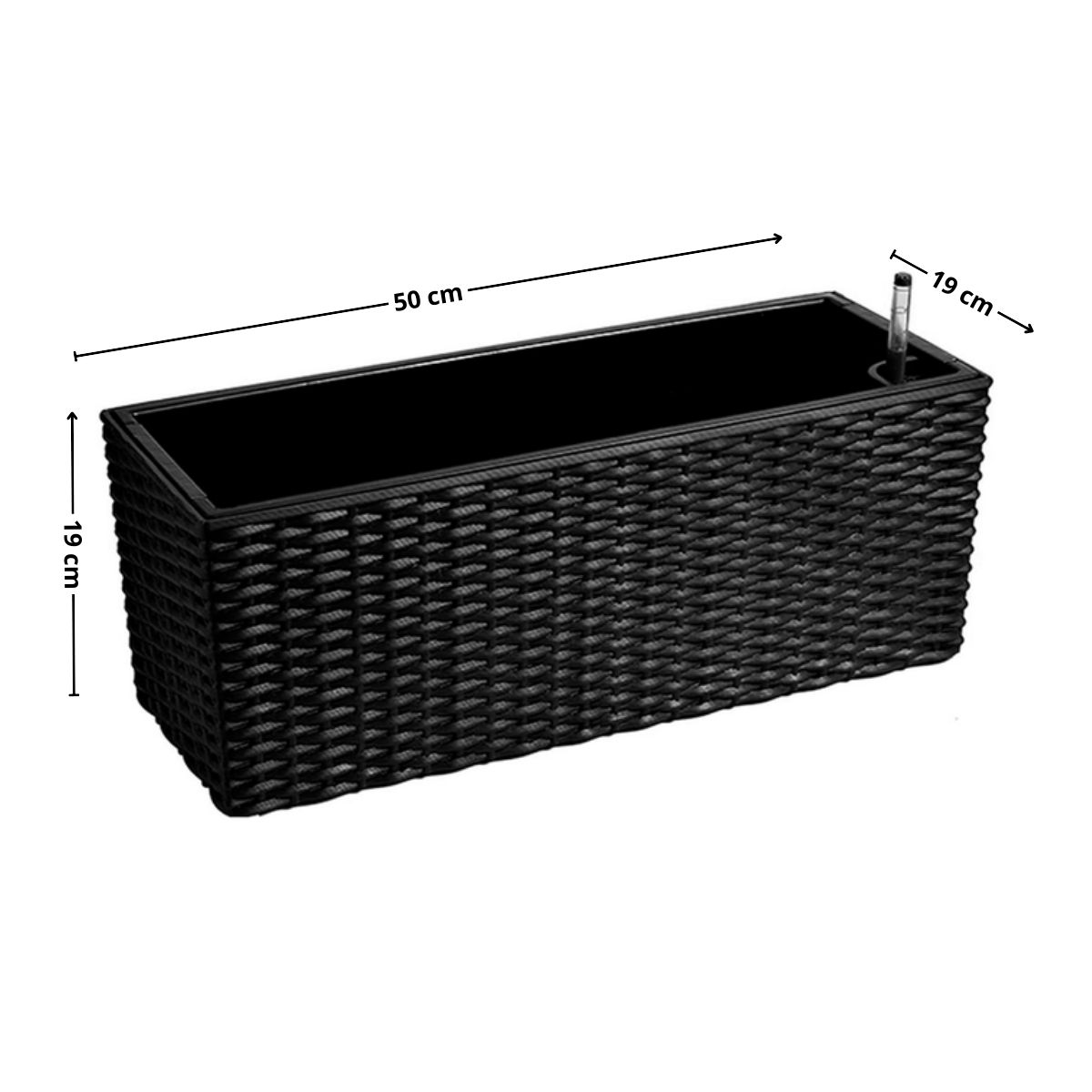 GENERICO - Macetero rectangular 50x49x19 cm negro Casa VIVA