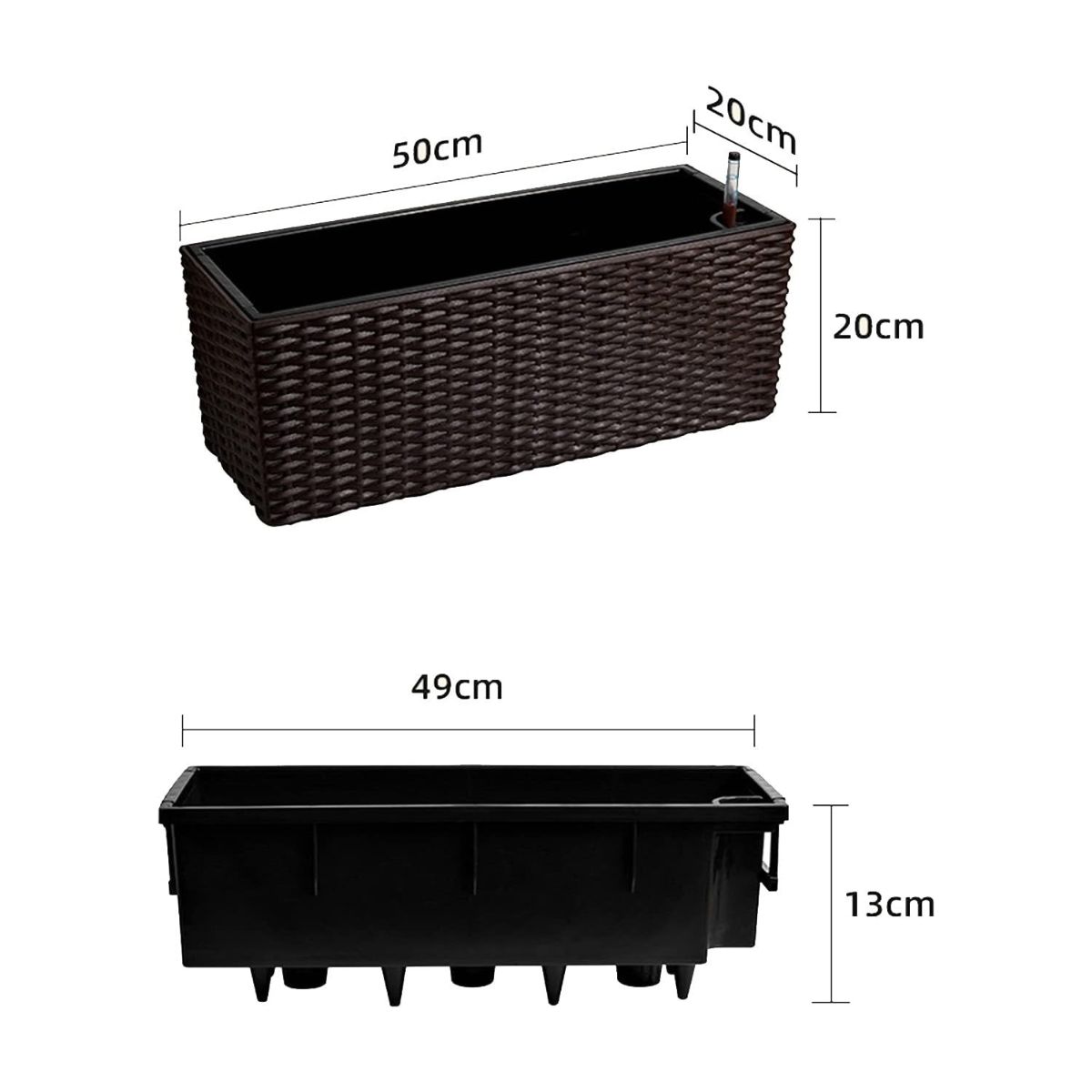 GENERICO - Macetero rectangular 50x49x19 cm marrón Casa VIVA