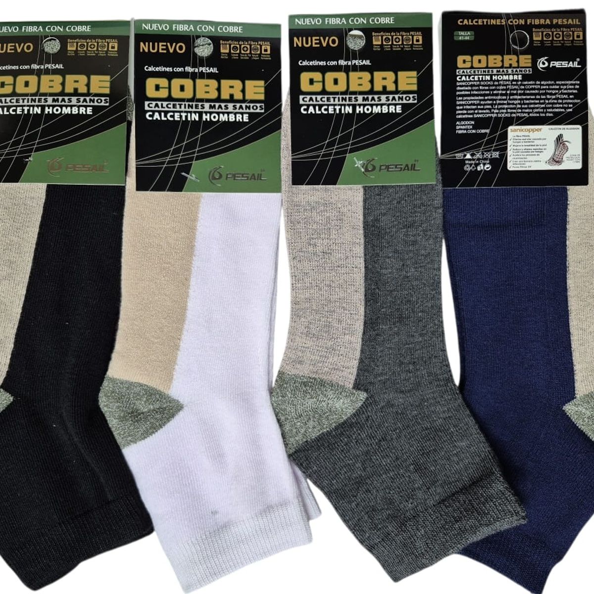 GARSIL - x6 Calcetas Media Caña - Tobilleras De Algodon Con Cobre Para Hombre