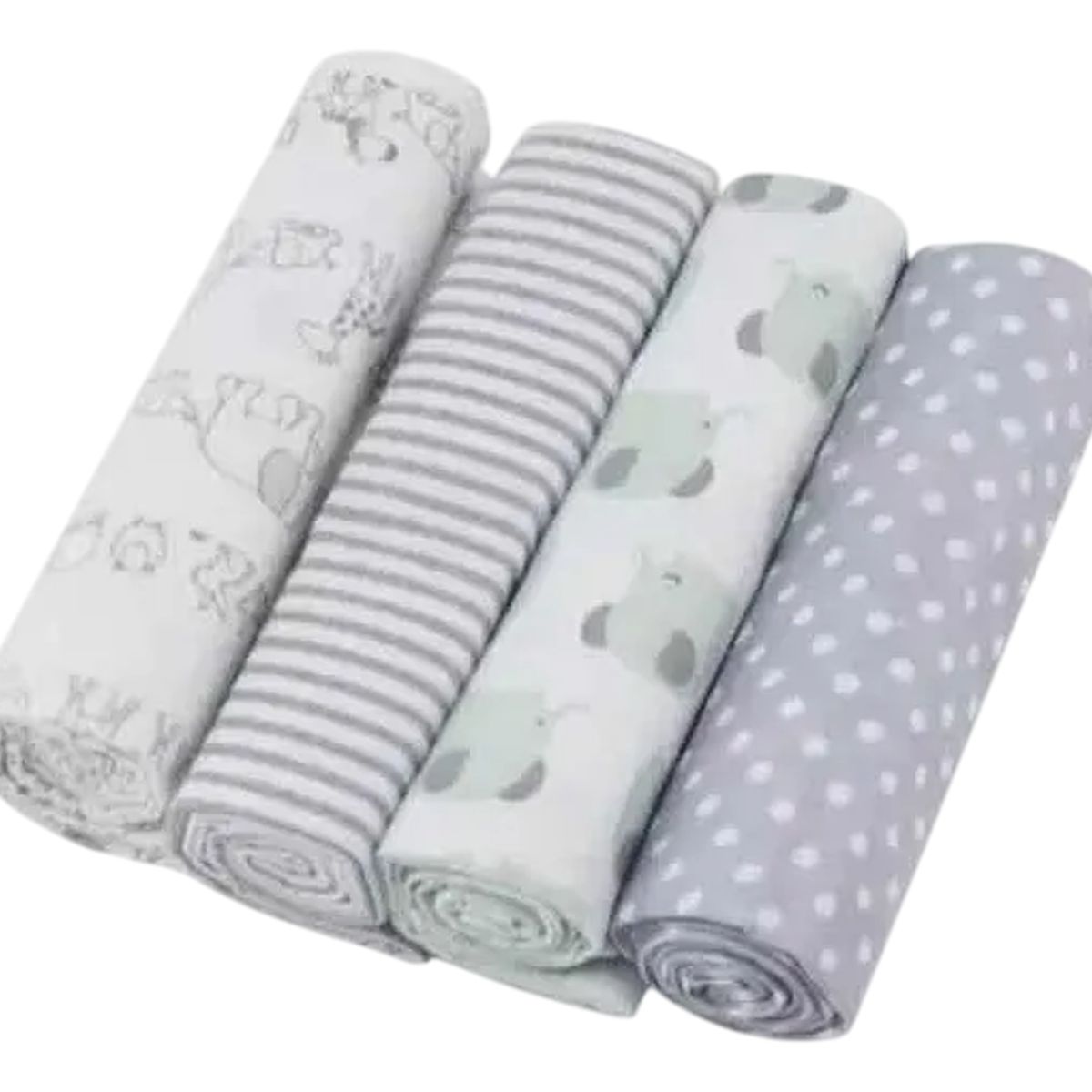 GENERICO - Set 4 Mantas Franela Tutos Bebe Pañales Tela Estampados Bebé