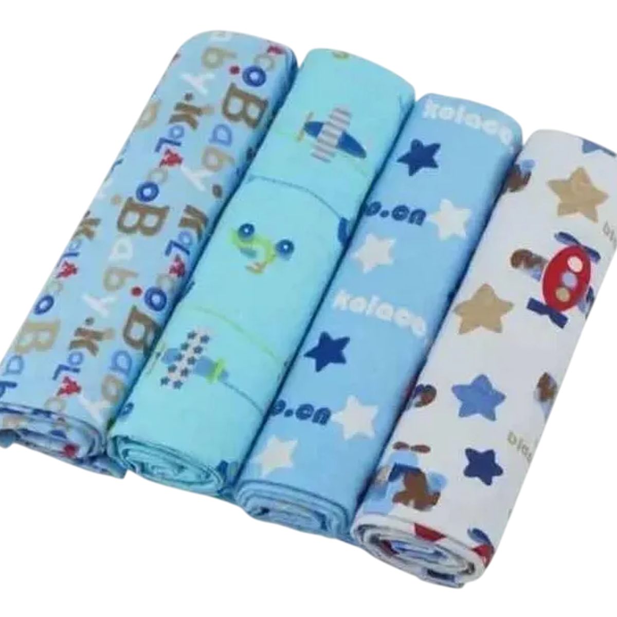 GENERICO - Set 4 Mantas Franela Tutos Bebe Pañales Tela Estampados Bebé