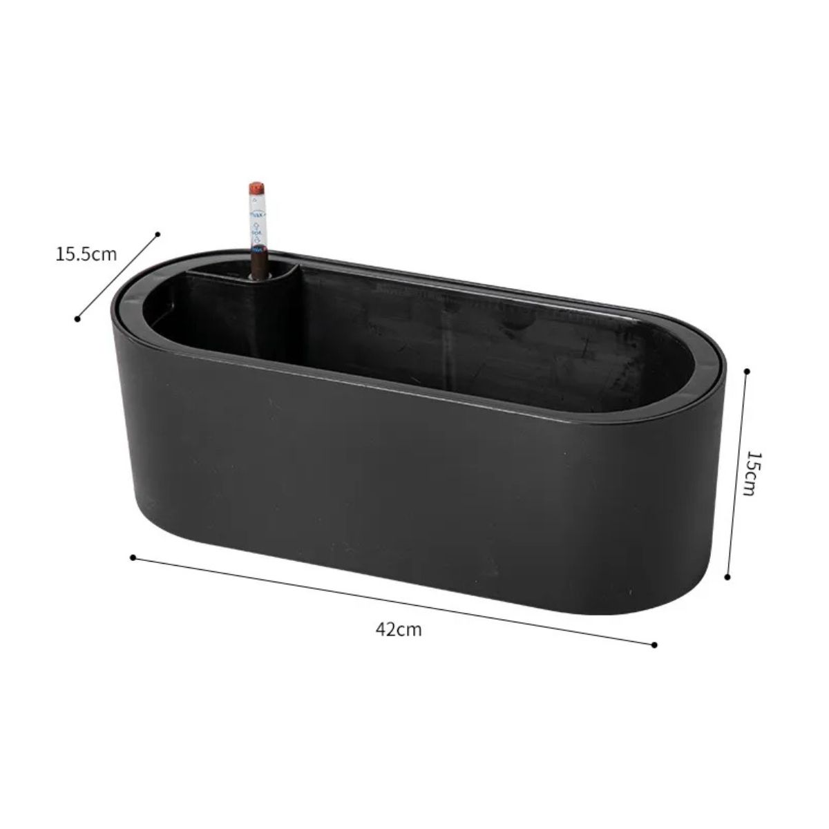 GENERICO - Macetero ovalado 42x16x15 cm negro Casa VIVA