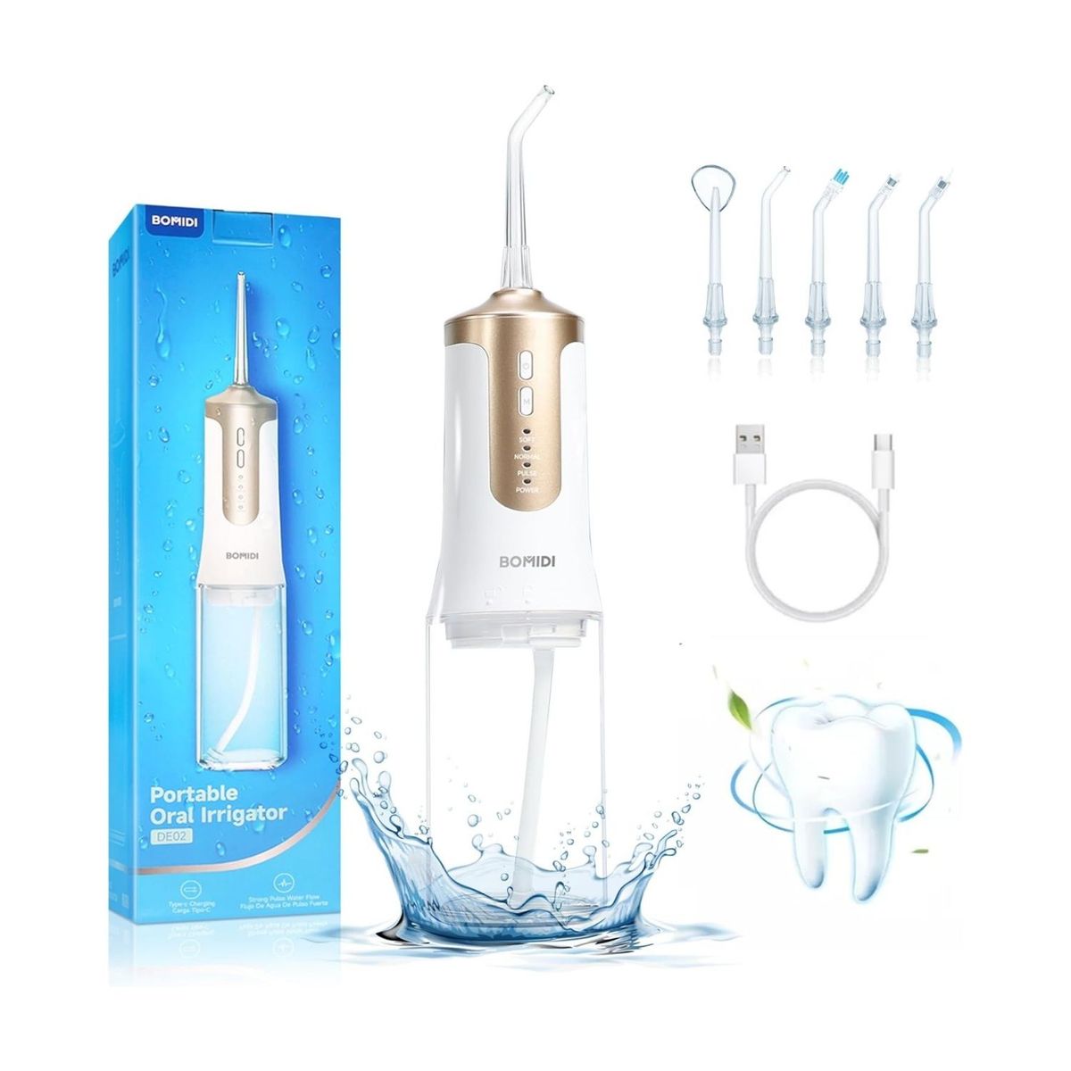 BOMIDI - Bomidi Irrigador Bucal Portátil Recargable DE02 240 ml Blanco