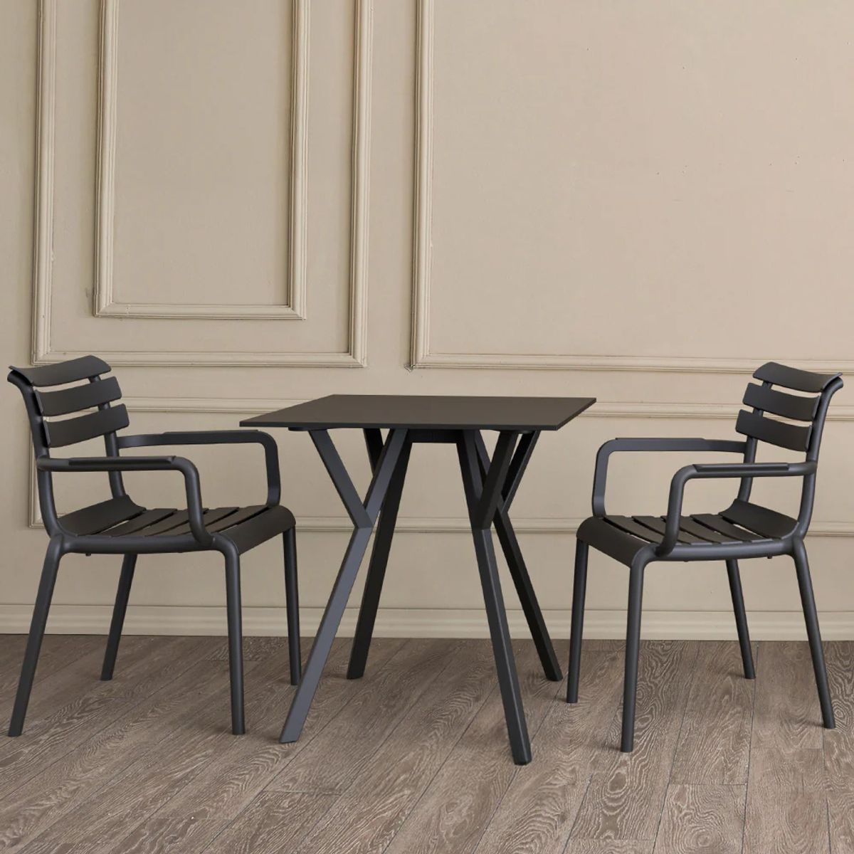 DECO EXTERIOR - 4 Sillas de exterior Paris color negro