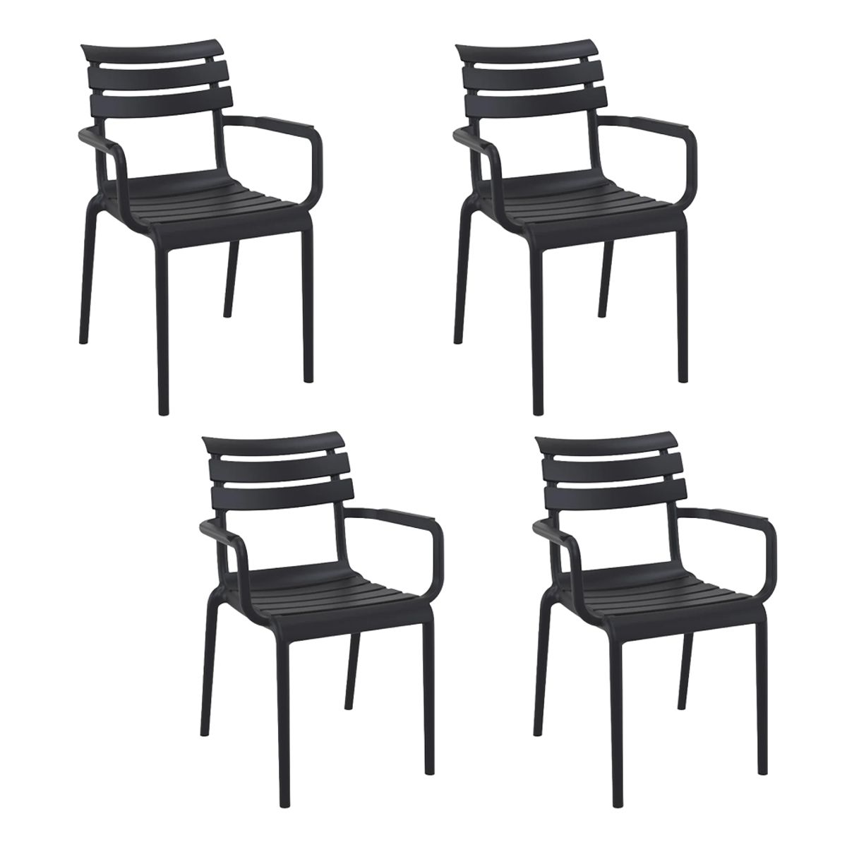 DECO EXTERIOR - 4 Sillas de exterior Paris color negro