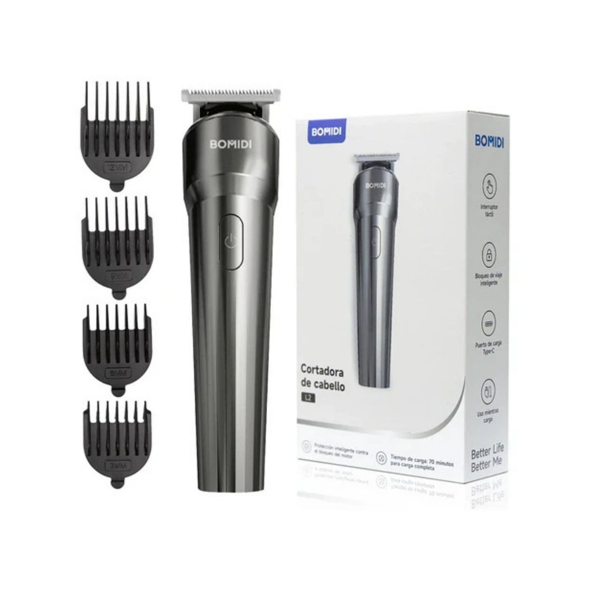 BOMIDI - Bomidi Cortadora de Pelo Profesional L2 3 en 1 Recargable Negro