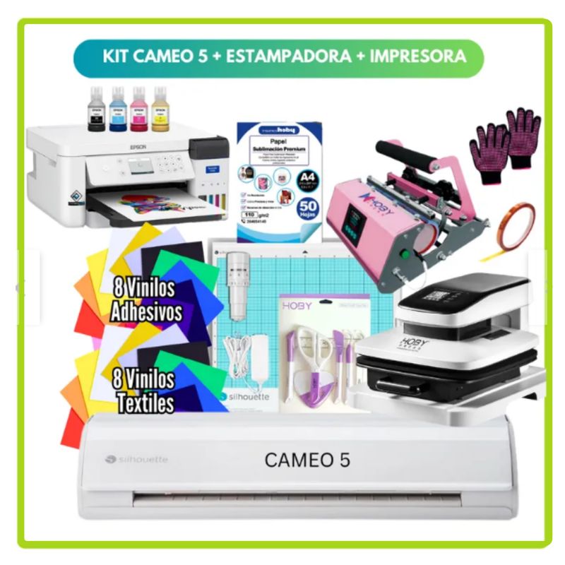 SILHOUETTE - Cameo 5 + Estampadora  Automática 38x38cm + IMPRESORA