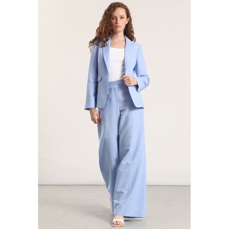 LIOLA - Pantalón palazzo lino liola mujer celeste