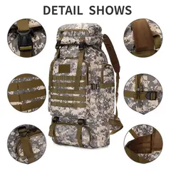 GENERICO - Mochila Tactica Militar 70 litros Camping Viaje Pixelada