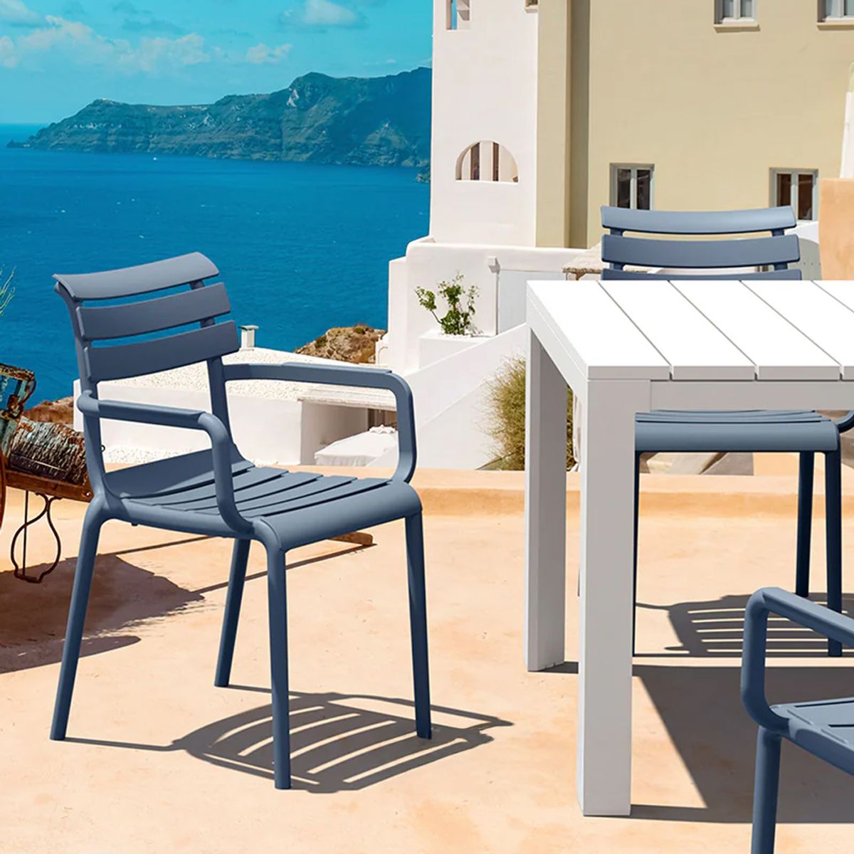 DECO EXTERIOR - 4 Sillas de exterior Paris color gris