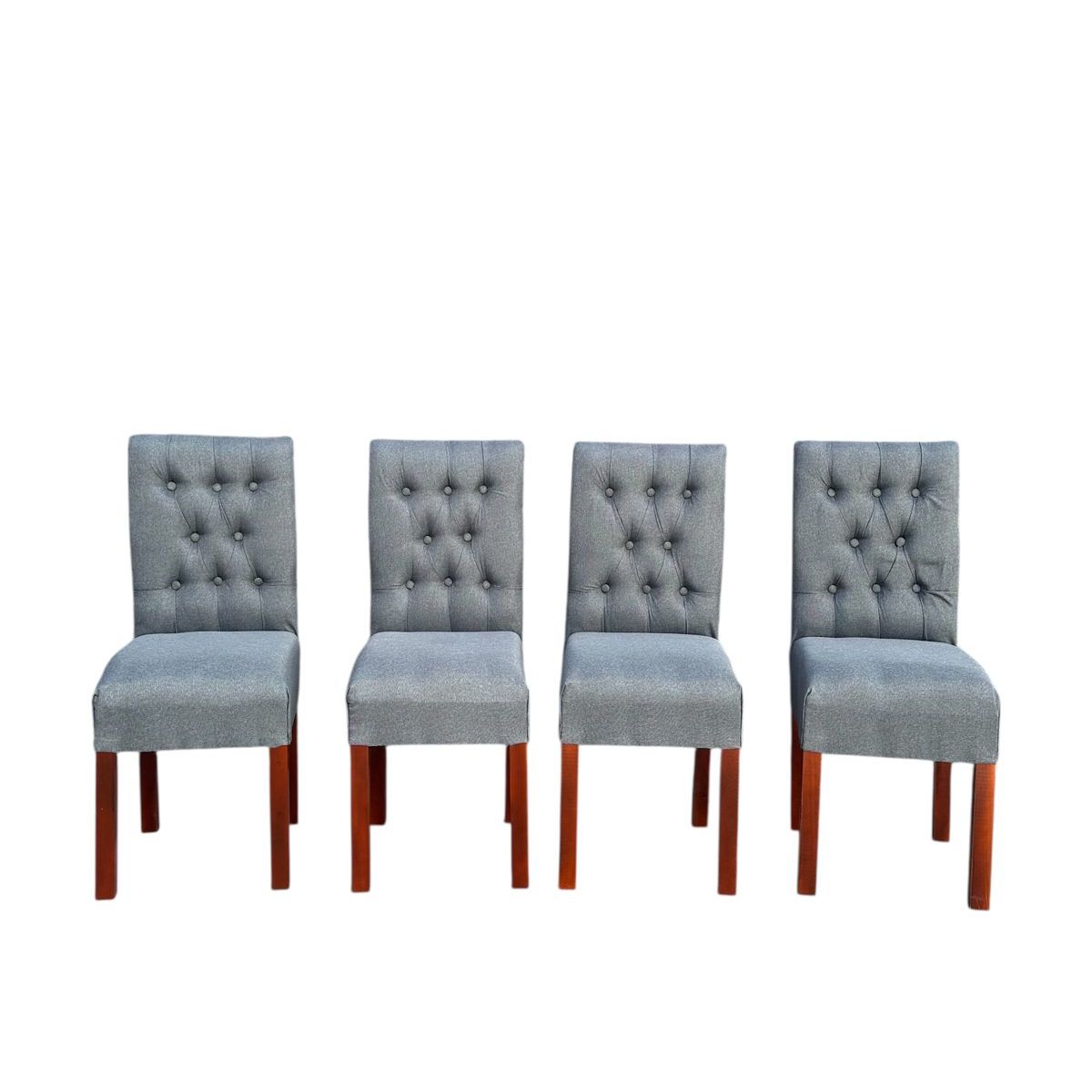 GENERICO - Pack 4 Sillas Negras Capitones Gris lino