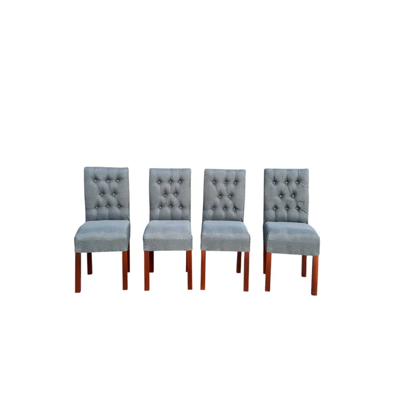 GENERICO - Pack 4 Sillas Negras Capitones Gris lino