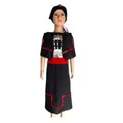 MORLAN - Traje Tipico Vestimeta Mapuche Para Niña Con Faja Roja