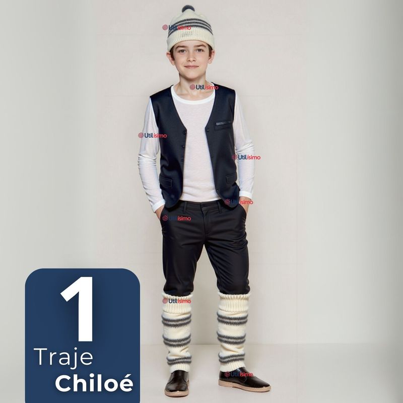 UTILISIMO Traje Chilote Niño+Polera Fiestas Patrias Chile 10 a 12