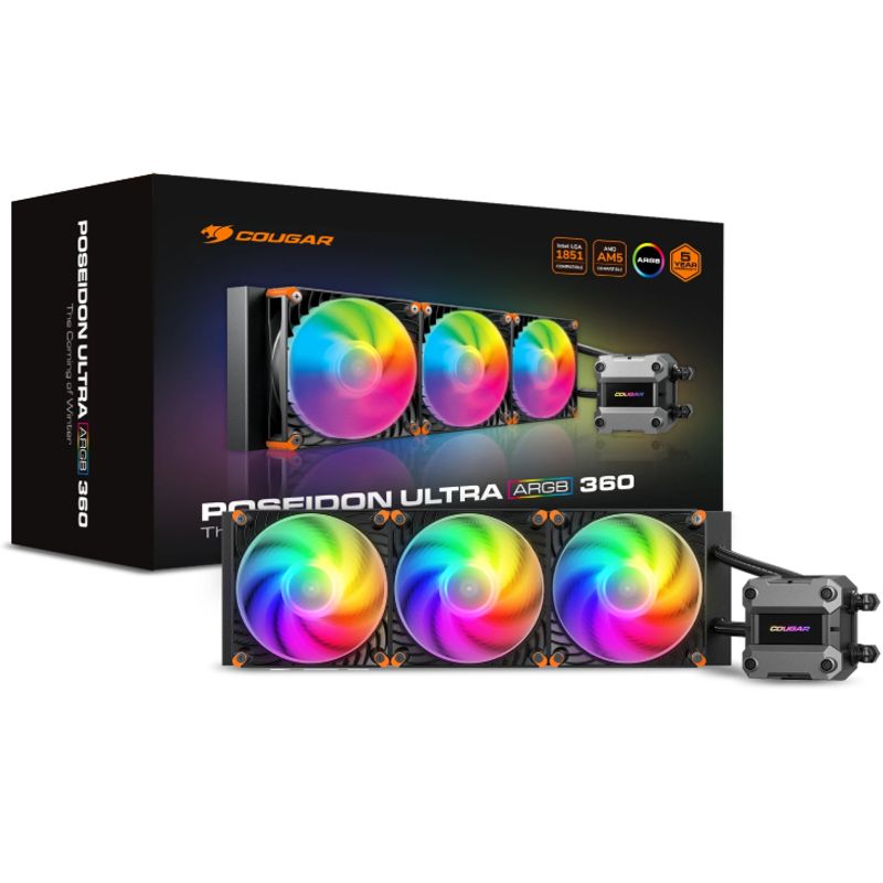 COUGAR - Refrigeración Líquida  CPU - Cougar Poseidon Ultra ARGB - 360mm - Negro