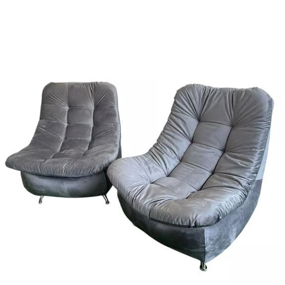 GENERICO - Par 2 Sofa Curvo Descanso Gris felpa