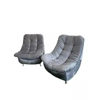 Par 2 Sofa Curvo Descanso Gris felpa