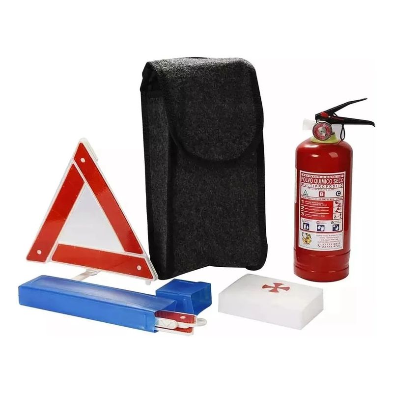 GENERICO - Kit Seguridad Vehículo Cont Triángulo + Botiquín + Extintor