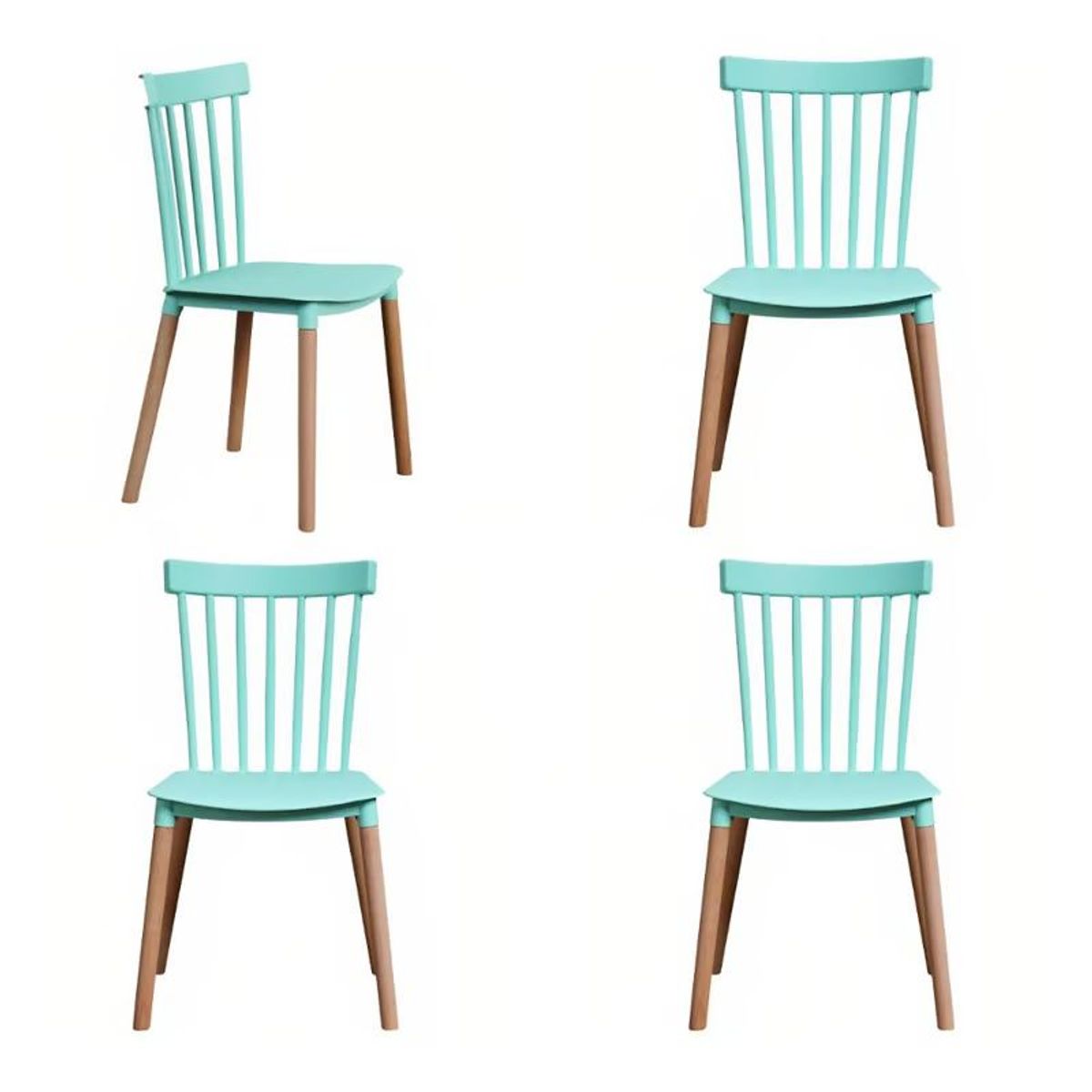GENERICO - Pack 4 Sillas Negras Windsor Turquesa