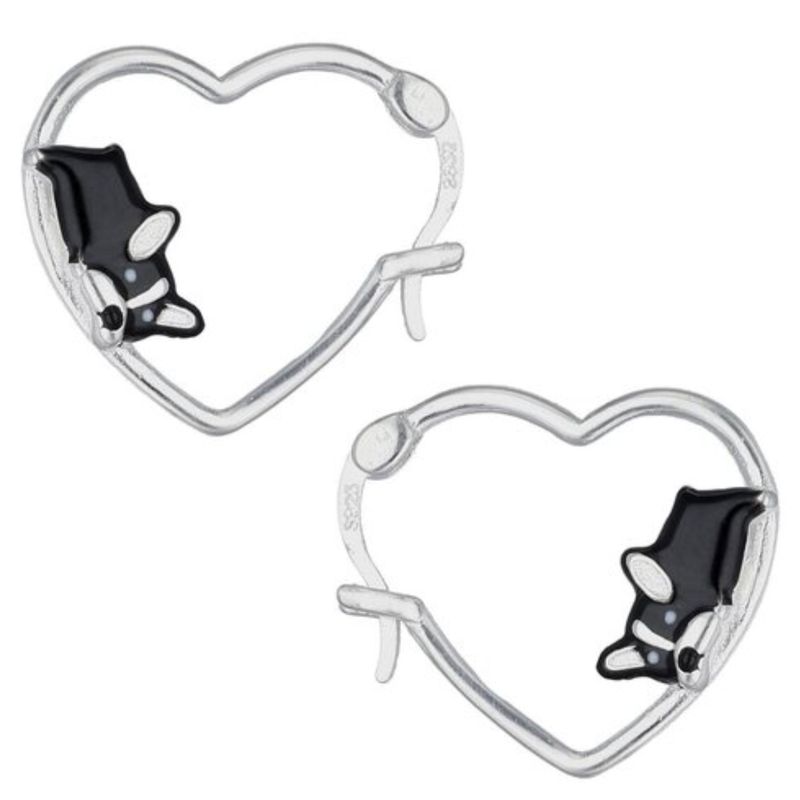 LK LUKSO - Aros Argolla Corazón Perrito Esmaltado en Plata 925