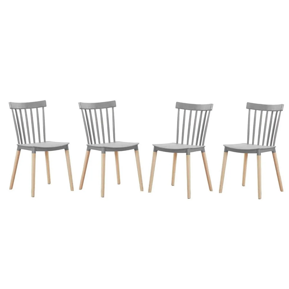 GENERICO - Pack 4 Sillas Negras Windsor Gris
