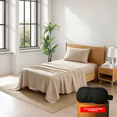 OKAERI - JUEGO DE SABANAS 1 PLAZA 3 PIEZAS - Beige - 1 PLAZA