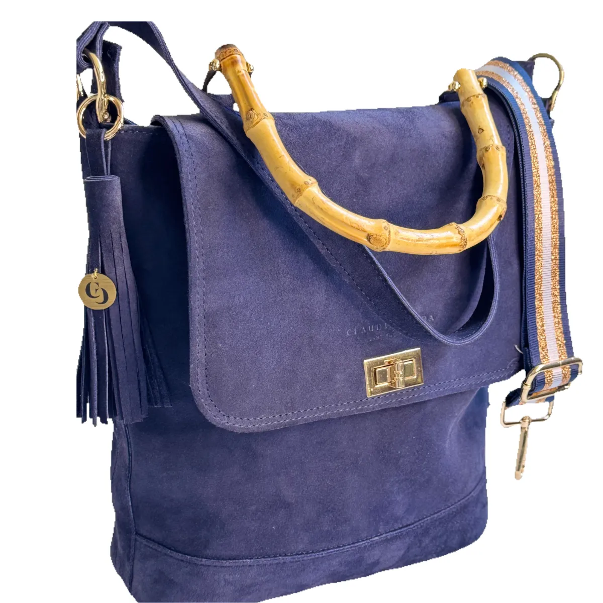CLAUDIA CERDA - Sara Bag Blue hermosa y exclusiva cartera en reno agamuzado azul