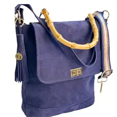 CLAUDIA CERDA - Sara Bag Blue hermosa y exclusiva cartera en reno agamuzado azul
