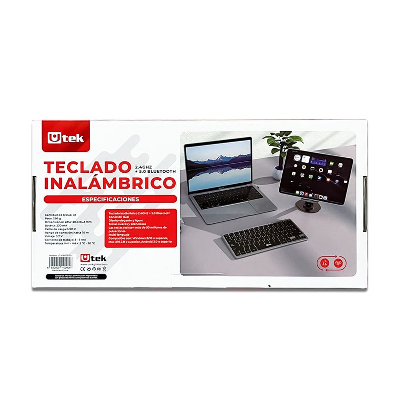 UTEK - Teclado inalámbrico UTEK UT‑KBBT2100 multi dispositivo