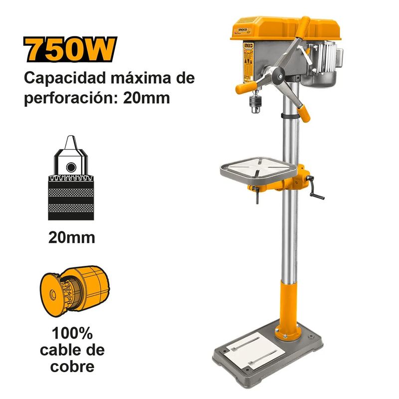 INGCO - TALADRO DE PEDESTAL ELECTRICO INDUSTRIAL 750W/20MM INGCO