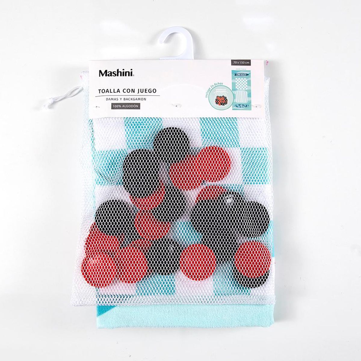 MASHINI - Toalla Con Juego De Playa Dama Celeste 70x150 100 % Algodon Mashini