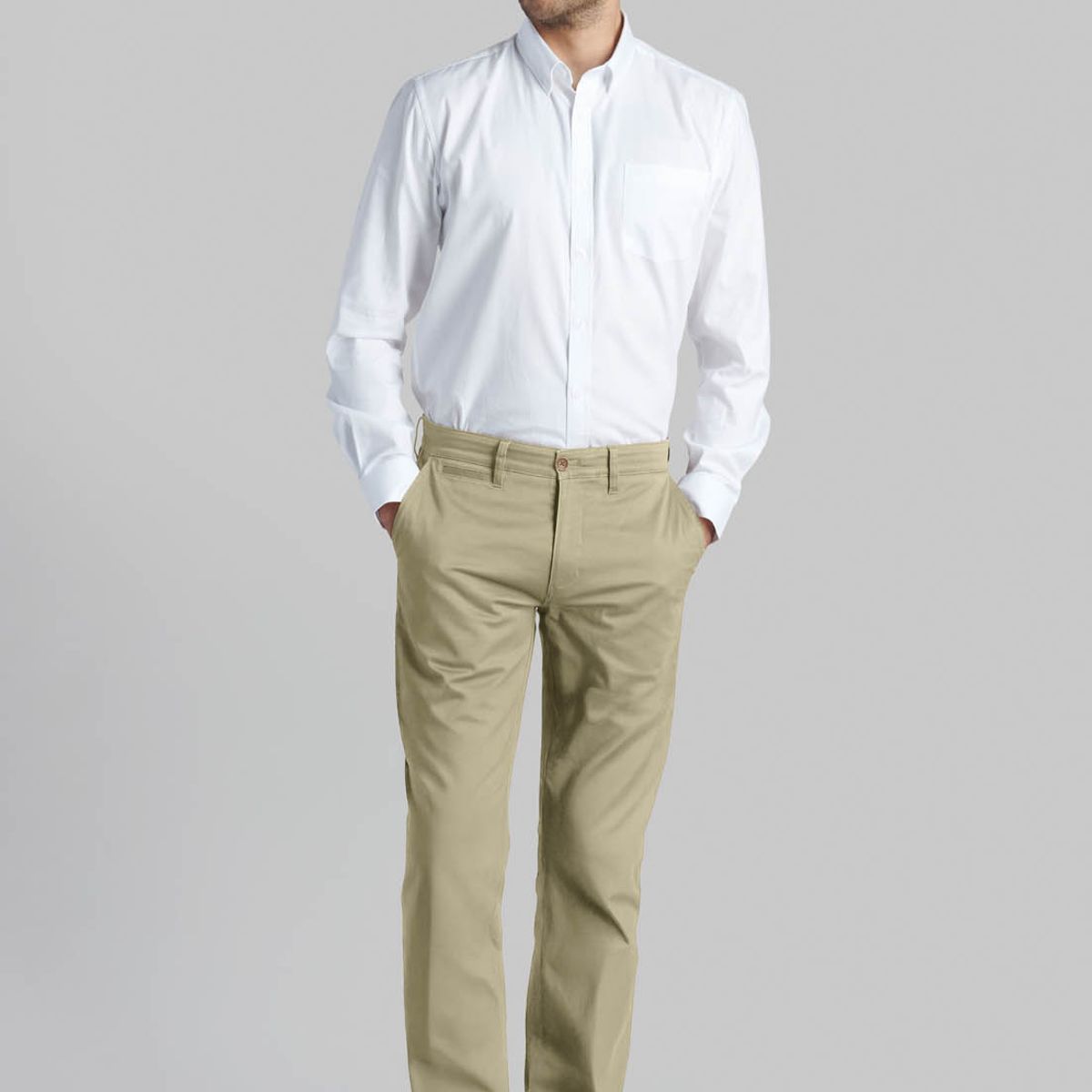 FEROUCH - Pantalón Twill Slim /33 Beige Ferouch