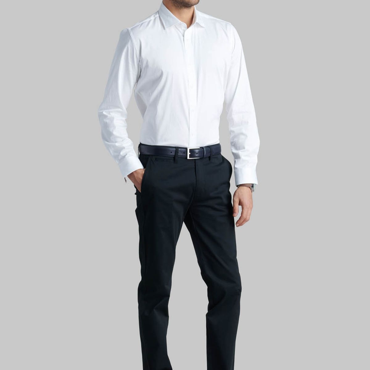 FEROUCH - Pantalón Twill Slim /33 Negro Ferouch