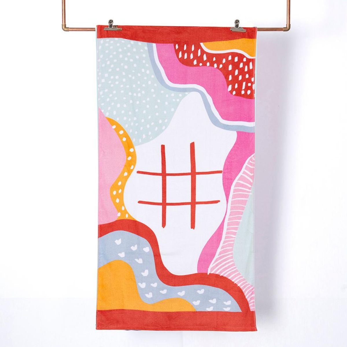 MASHINI - Toalla Con Juego De Playa Gato Rosado 70x150 100 % Algodon Mashini