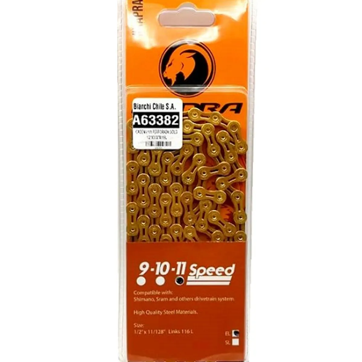 KAPRA - CADENA 11V PERFORADA GOLD 1/2"X3/32"X116L